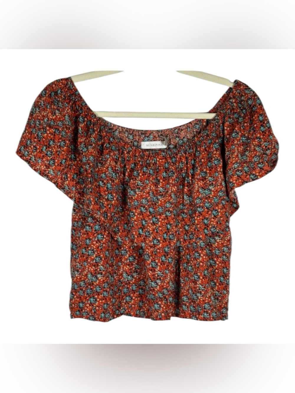 Mink Pink Top Floral Off Shoulder Red- Small